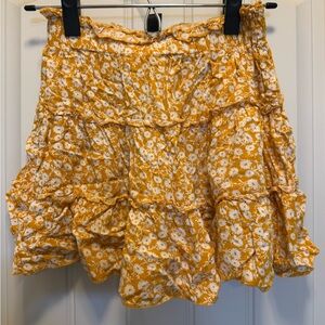 SHEIN Yellow Floral Mini Skirt